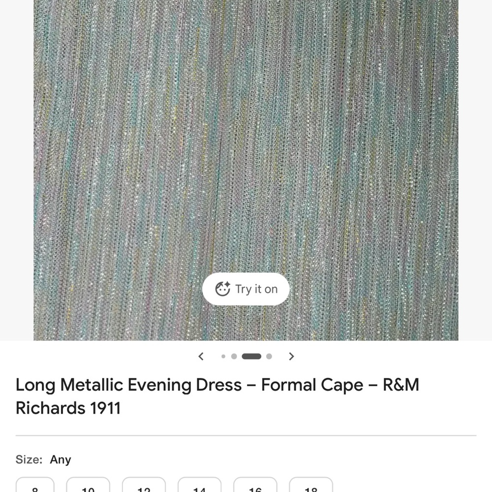 R&M Richards Silver Metallic Evening Dress with Cape - Picture 3 of 6